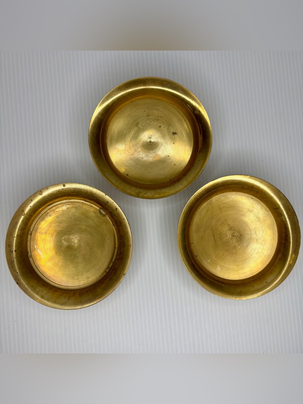 Brass Trinket Dish Set of 3 Cottagecore Decor Vintage Metal Ashtray Aged Patina